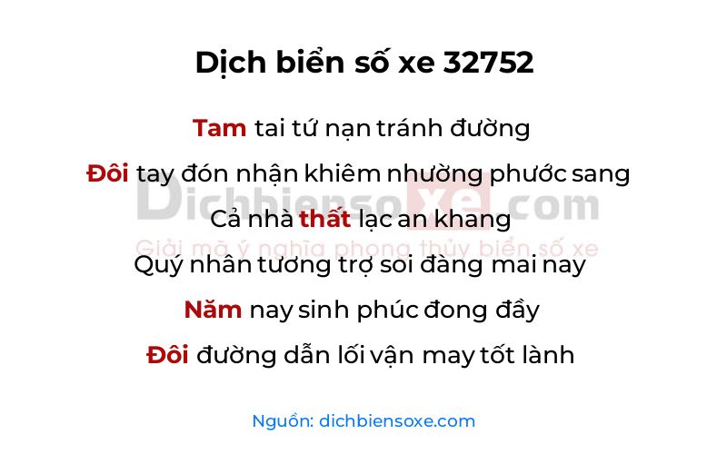 Dịch thơ biển số 32752