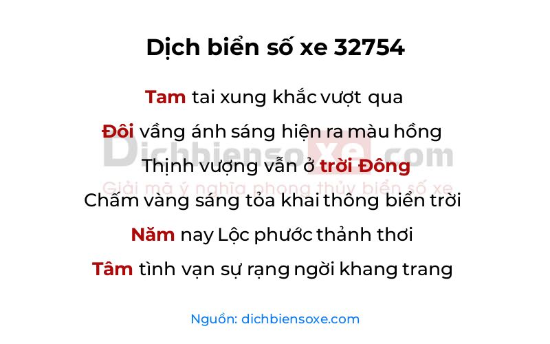 Dịch thơ biển số 32754