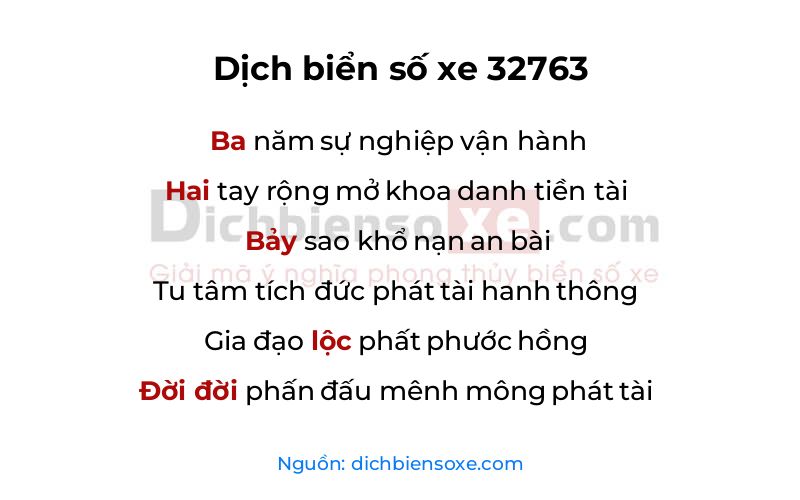 Dịch thơ biển số 32763
