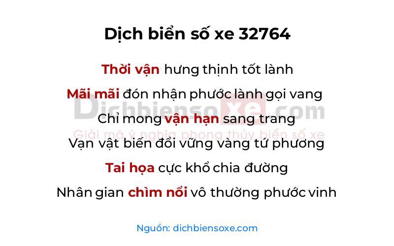 Dịch thơ biển số 32764