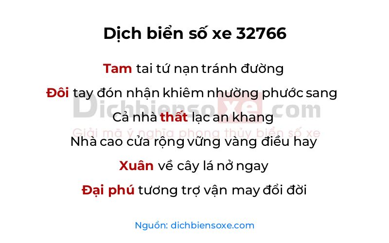 Dịch thơ biển số 32766