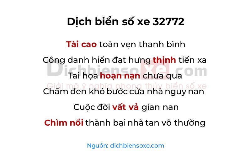 Dịch thơ biển số 32772