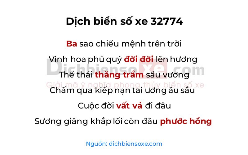 Dịch thơ biển số 32774