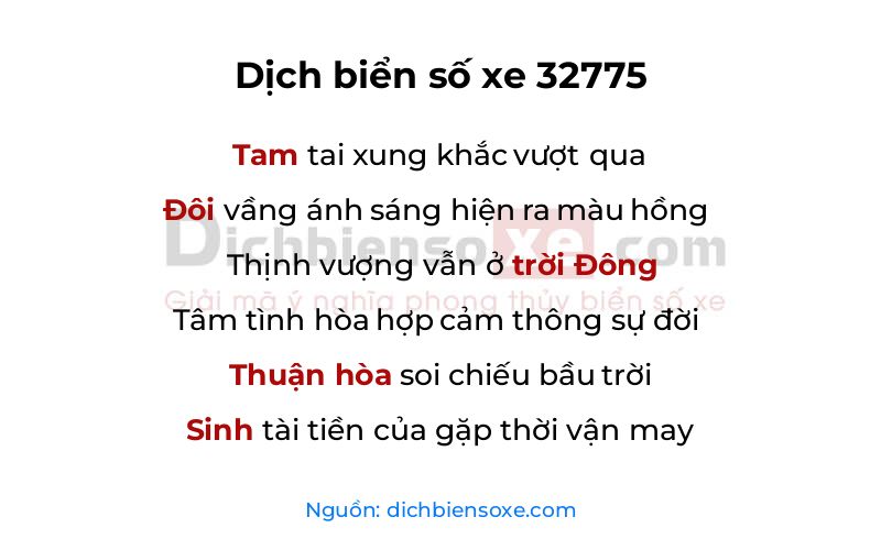 Dịch thơ biển số 32775