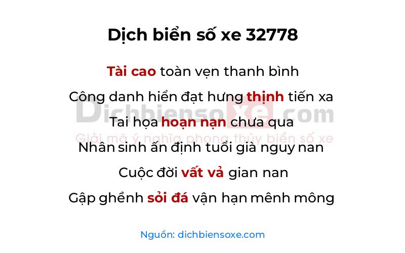 Dịch thơ biển số 32778