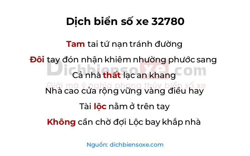 Dịch thơ biển số 32780