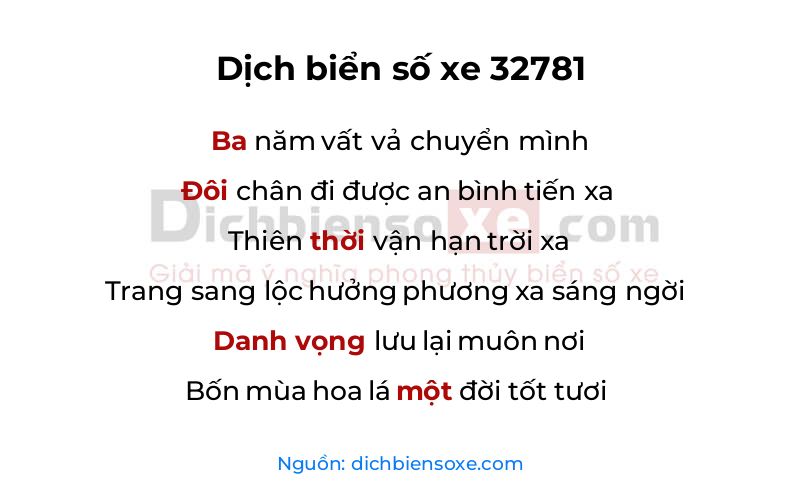 Dịch thơ biển số 32781