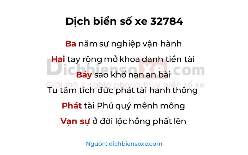 Dịch thơ biển số 32784