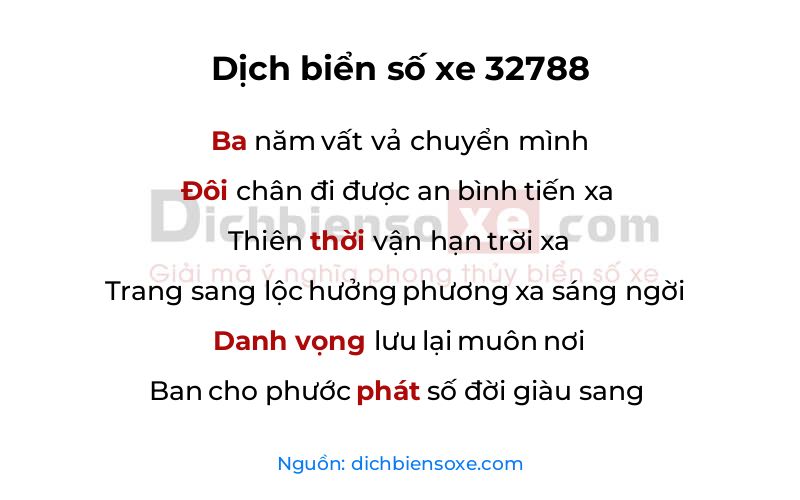Dịch thơ biển số 32788