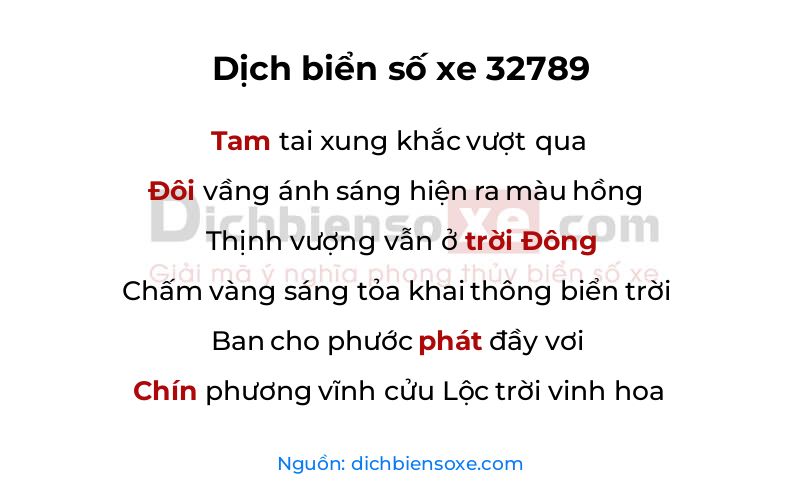 Dịch thơ biển số 32789