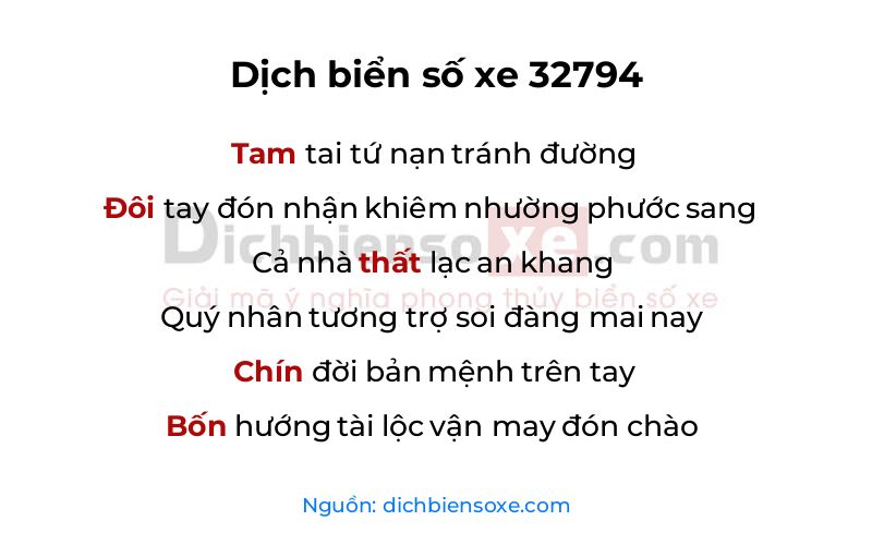 Dịch thơ biển số 32794