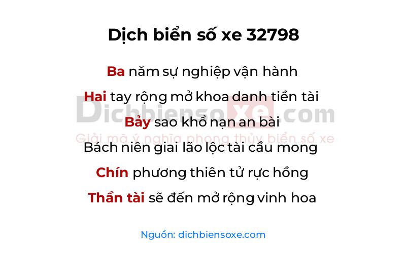 Dịch thơ biển số 32798