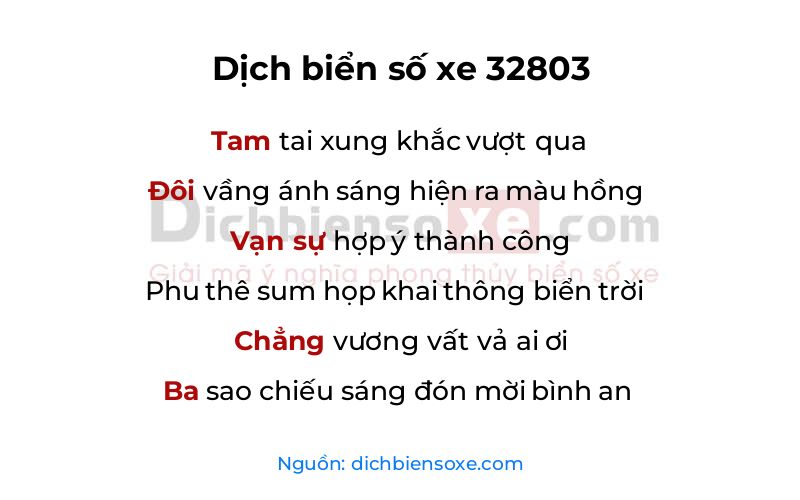 Dịch thơ biển số 32803