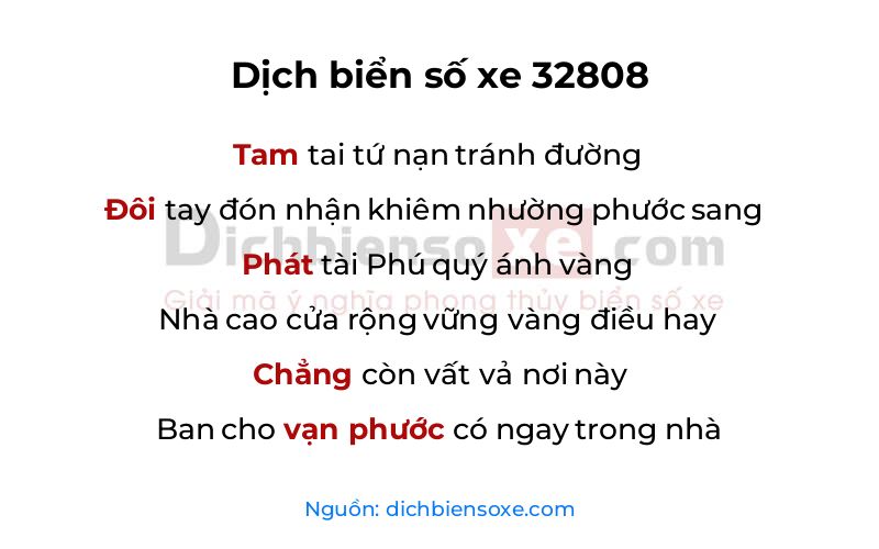 Dịch thơ biển số 32808
