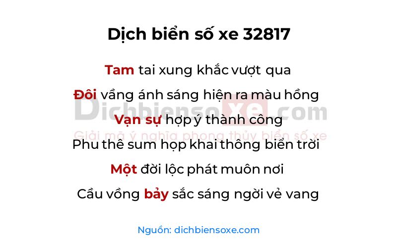 Dịch thơ biển số 32817