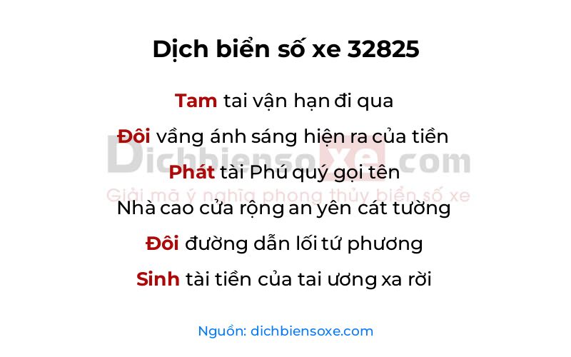 Dịch thơ biển số 32825