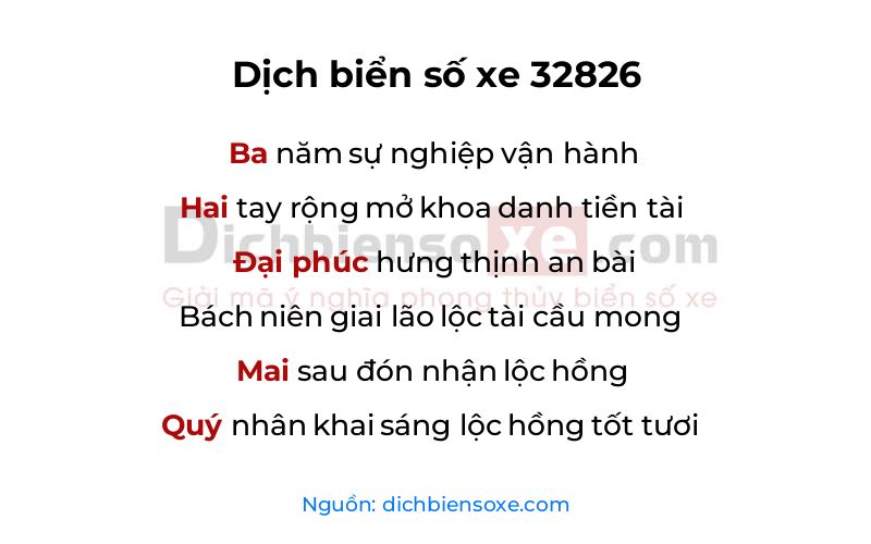 Dịch thơ biển số 32826