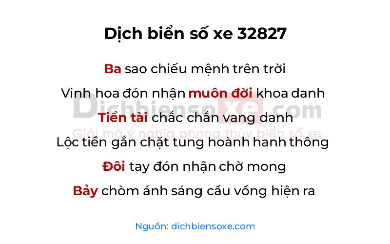 Dịch thơ biển số 32827
