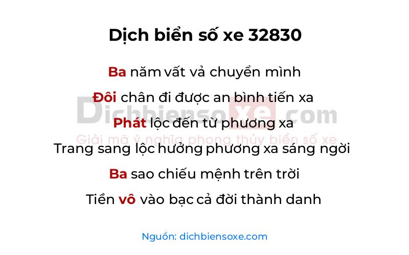 Dịch thơ biển số 32830