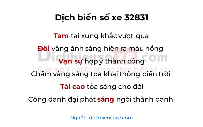 Dịch thơ biển số 32831