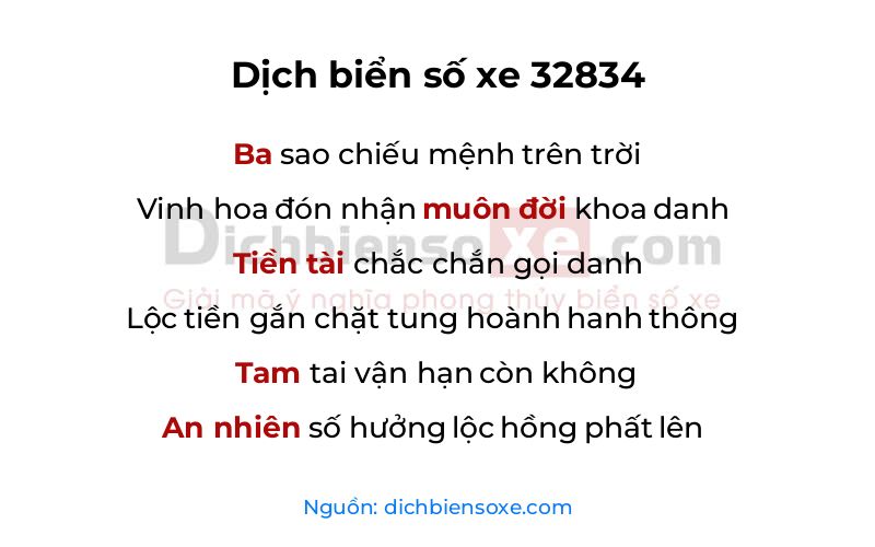 Dịch thơ biển số 32834