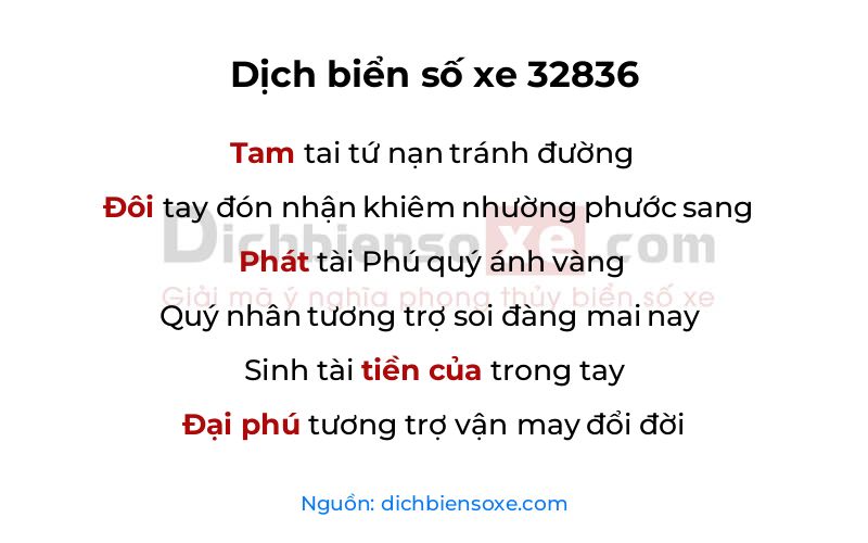 Dịch thơ biển số 32836