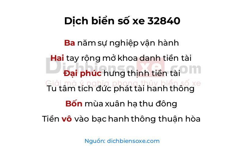 Dịch thơ biển số 32840