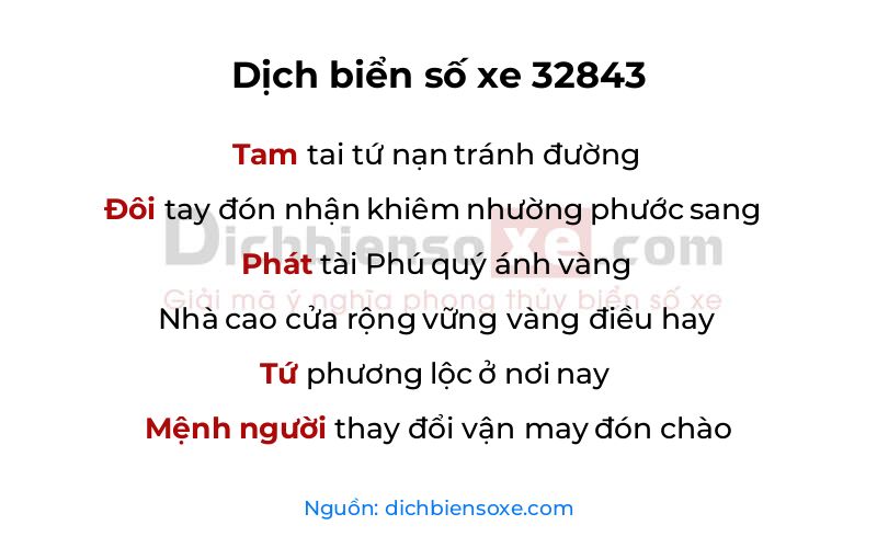 Dịch thơ biển số 32843
