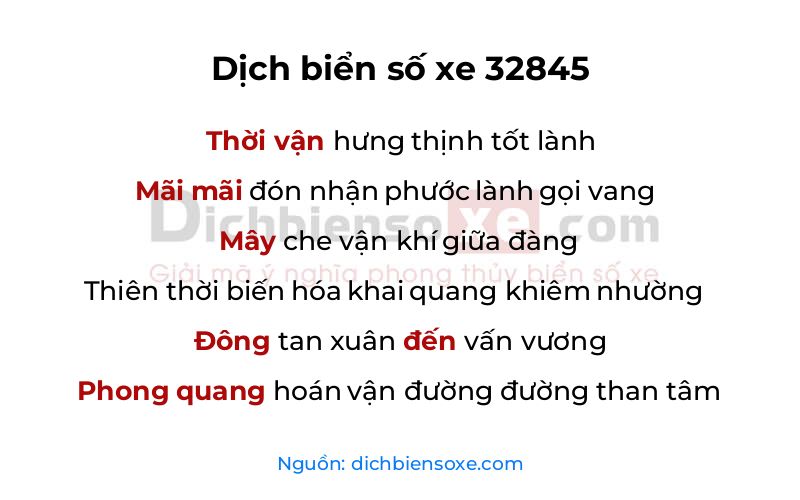 Dịch thơ biển số 32845
