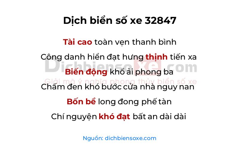Dịch thơ biển số 32847