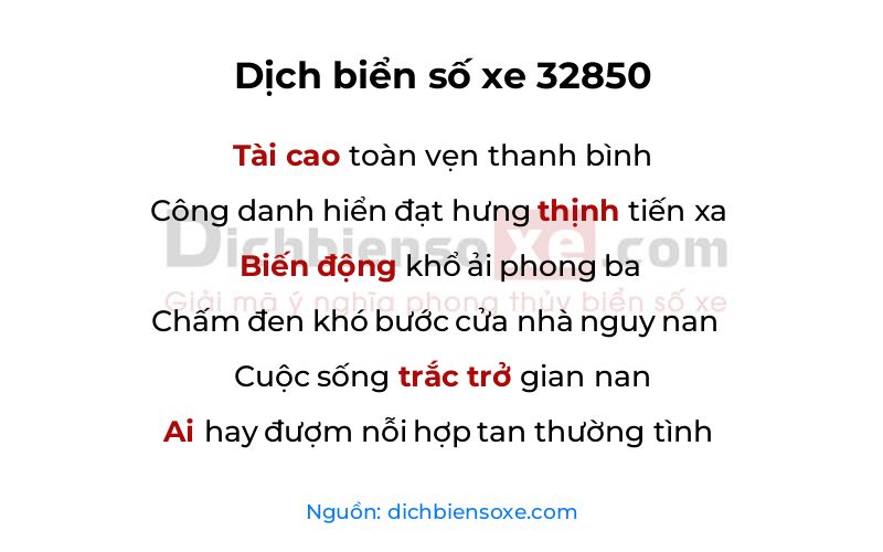 Dịch thơ biển số 32850