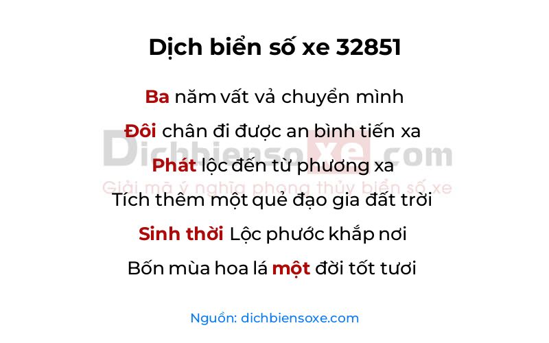 Dịch thơ biển số 32851