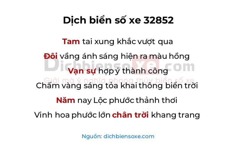 Dịch thơ biển số 32852