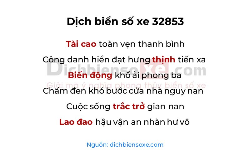 Dịch thơ biển số 32853