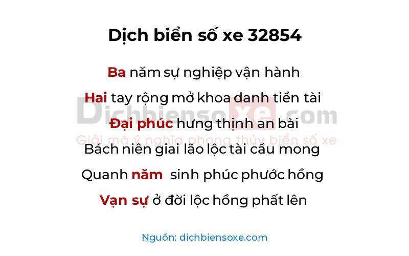 Dịch thơ biển số 32854