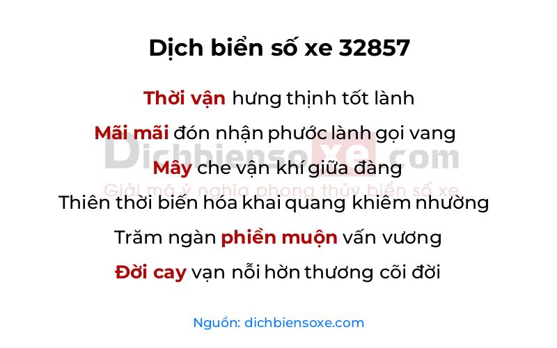 Dịch thơ biển số 32857