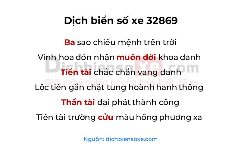 Dịch thơ biển số 32869