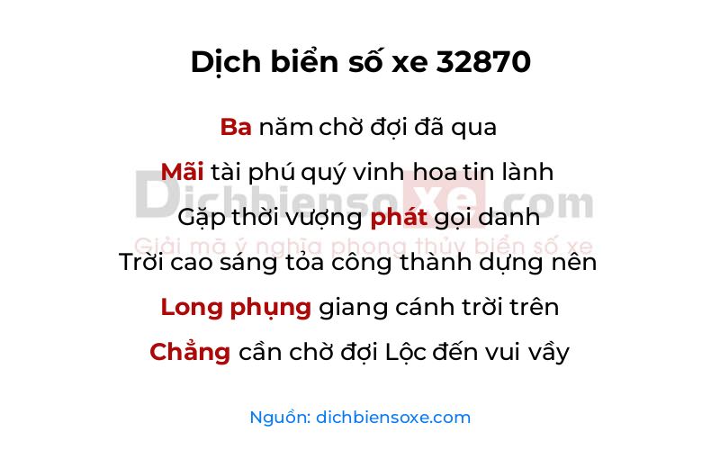 Dịch thơ biển số 32870
