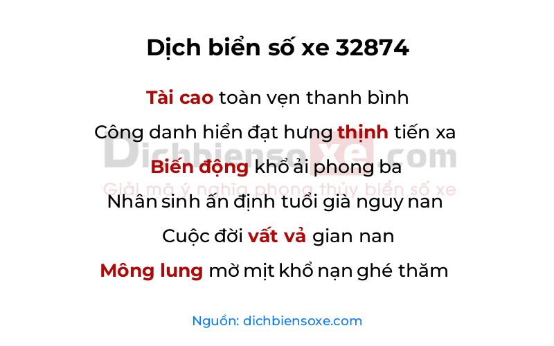 Dịch thơ biển số 32874