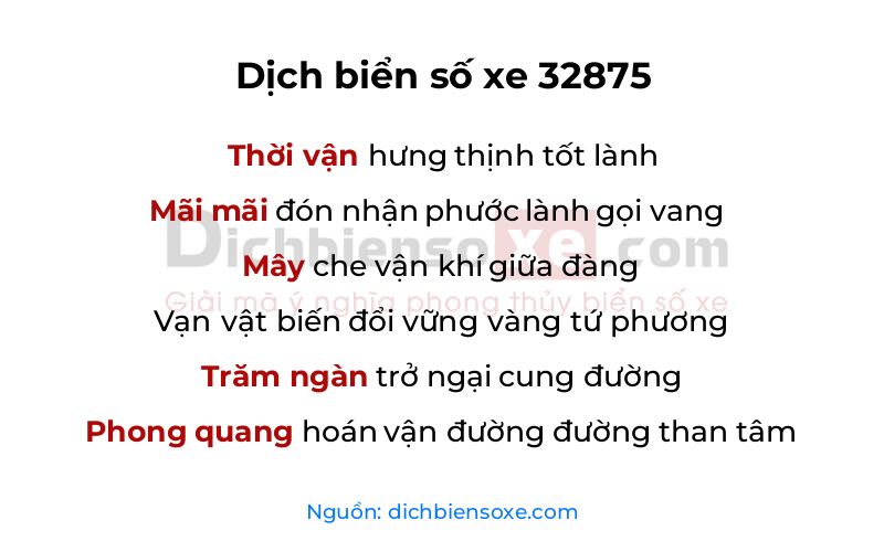 Dịch thơ biển số 32875