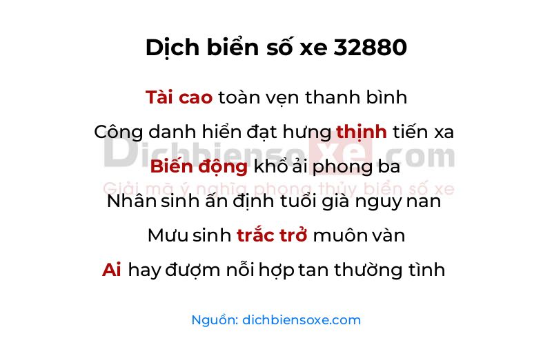 Dịch thơ biển số 32880