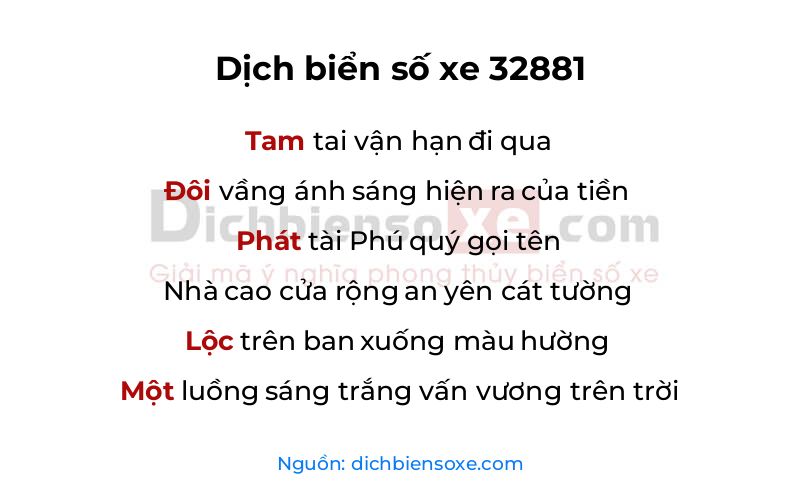 Dịch thơ biển số 32881