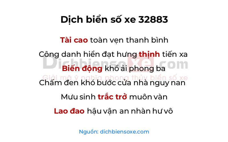 Dịch thơ biển số 32883