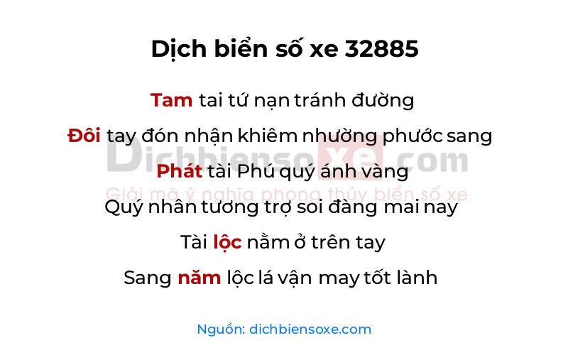 Dịch thơ biển số 32885