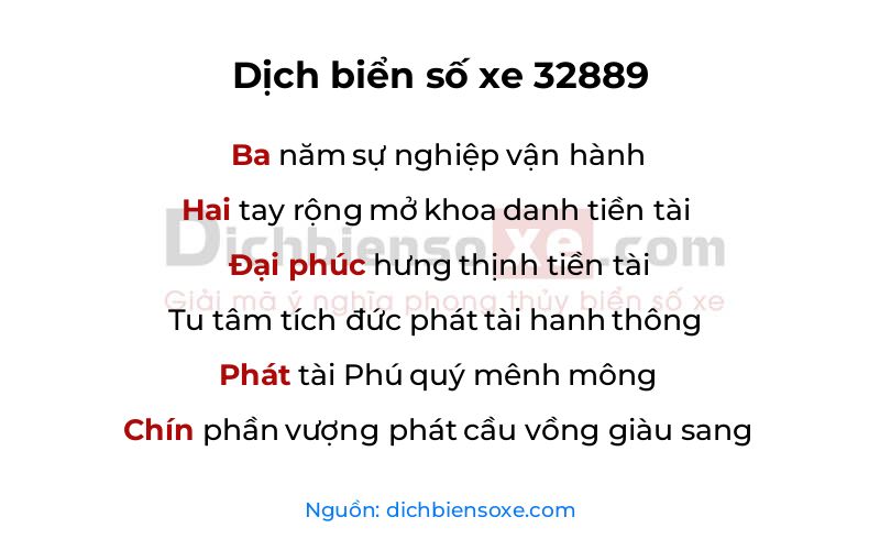 Dịch thơ biển số 32889
