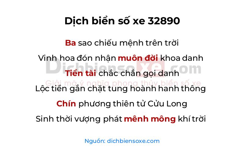 Dịch thơ biển số 32890