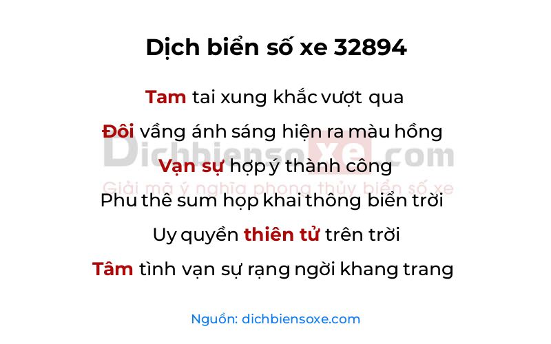 Dịch thơ biển số 32894