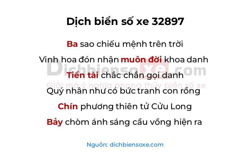 Dịch thơ biển số 32897