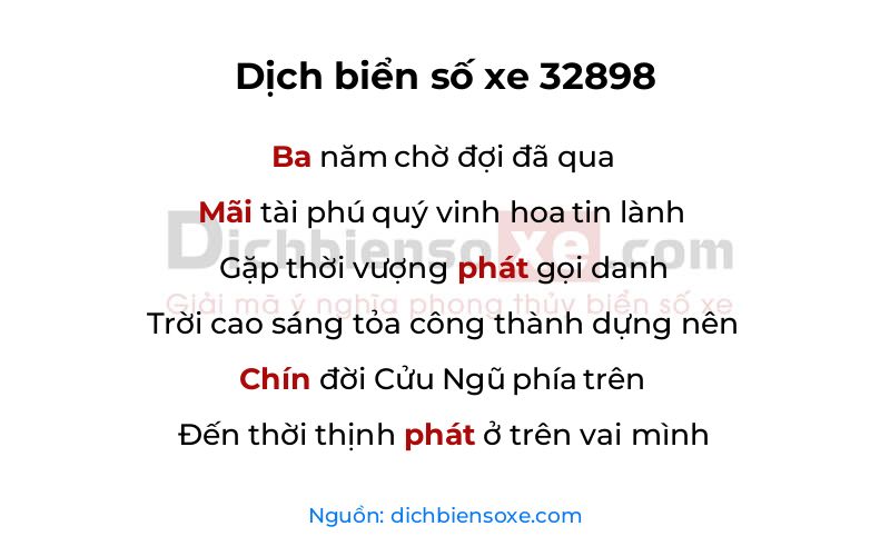 Dịch thơ biển số 32898