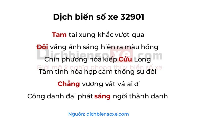 Dịch thơ biển số 32901